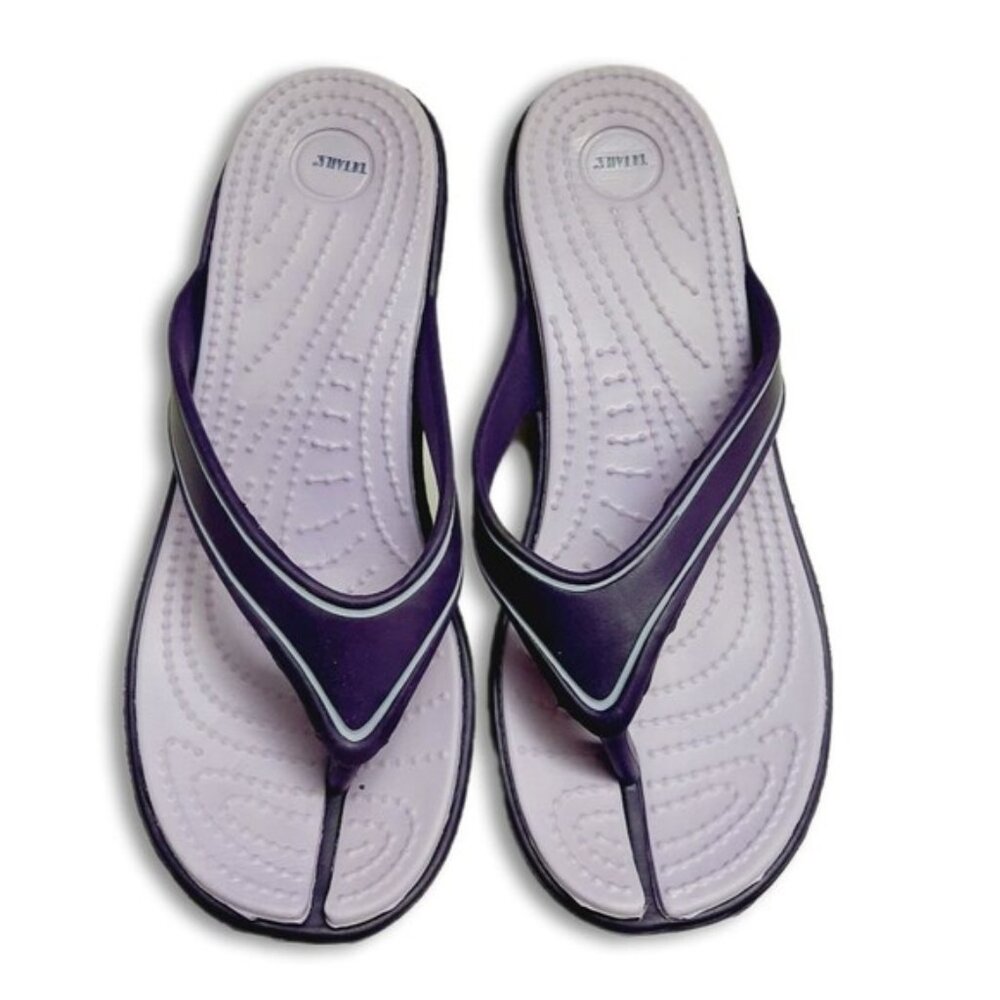 DETAILS Wedge Light Sandals Purple Thong Flip Flops Slip On Sz 9 | Eur 40